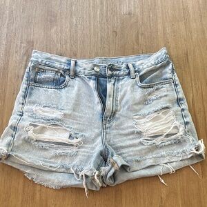American Eagle Outfitters Ripped Light Blue Jean Shorts